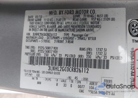 2012 Lincoln Mkz из США, поврежденный, VIN 3LNHL2GC0CR826112